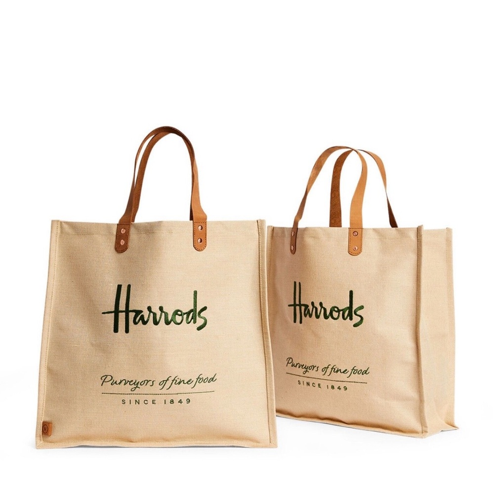Harrods Canvas Jute Tote Bag - Picture 6 of 6